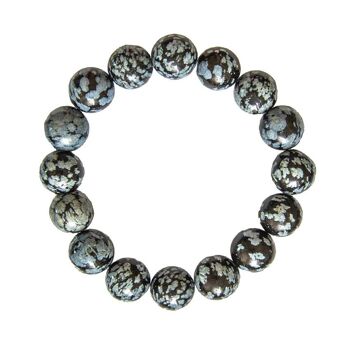 Bracelet Obsidienne neige - Pierres boules 12mm - 20 cm- Fermoir argent 2