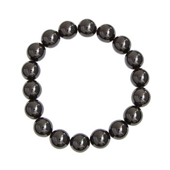 Bracelet Obsidienne noire - Pierres boules 10mm - 20 cm- Fermoir argent 1