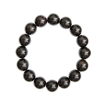 Bracelet Obsidienne noire - Pierres boules 12mm - 22 cm- Fermoir or 2