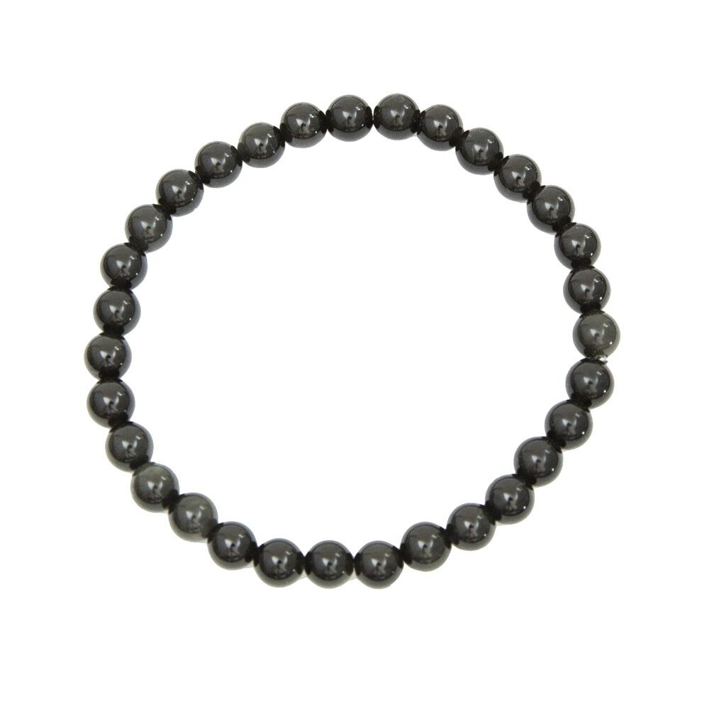 Schwarzes Obsidianarmband - 6 mm Kugelsteine - 18 cm - Ohne Verschluss