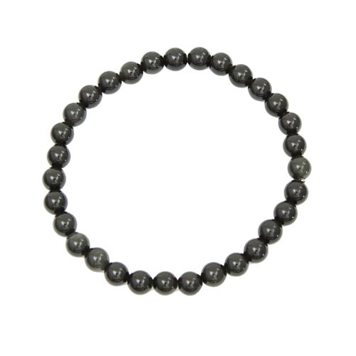 Bracelet Obsidienne noire - Pierres boules 6mm - 20 cm- Fermoir argent