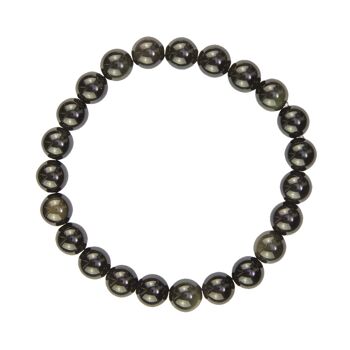 Bracelet Obsidienne noire - Pierres boules 8mm - 18 cm- Fermoir argent 2