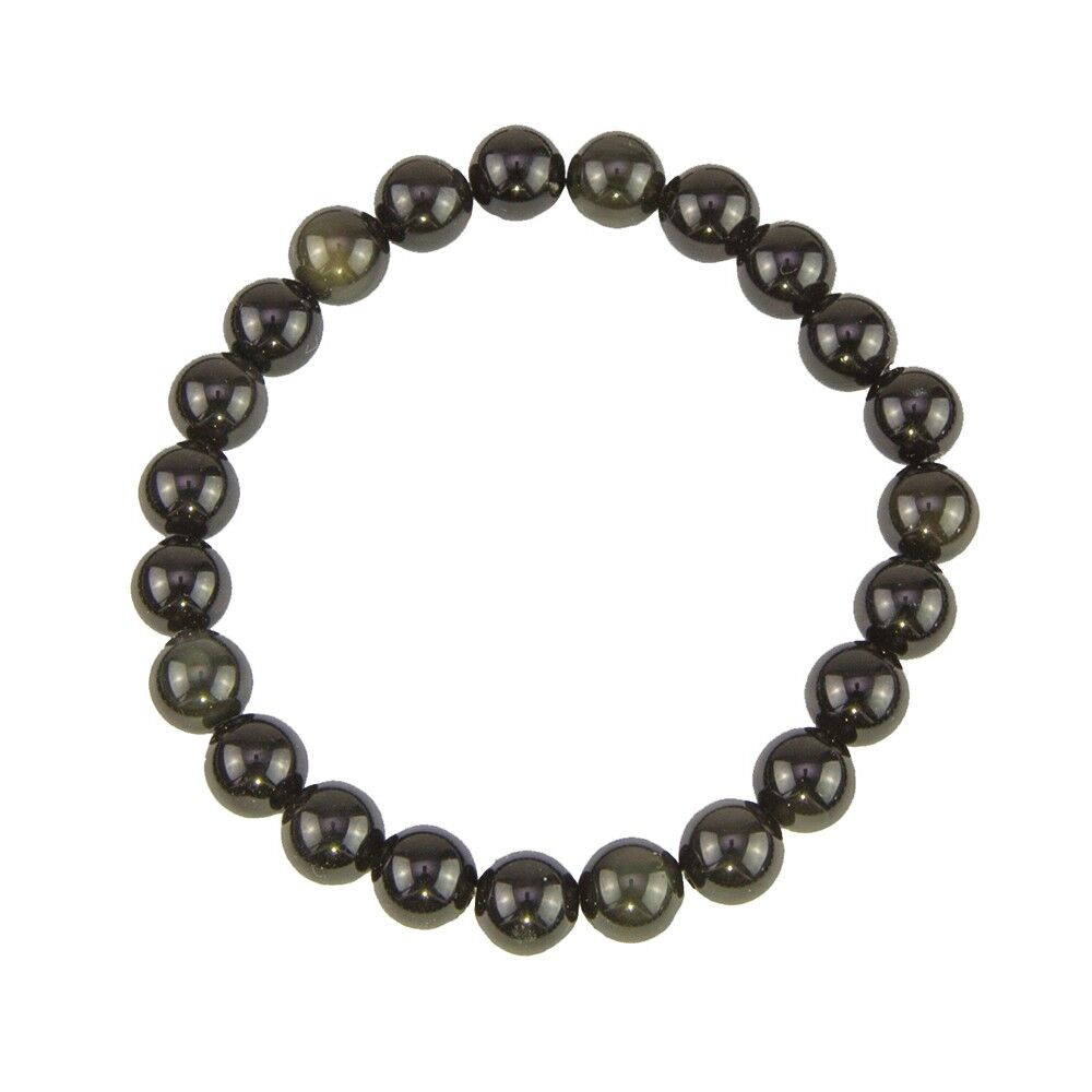Bracciale in ossidiana nera - Pietre a sfera 8mm - 18 cm - Senza chiusura