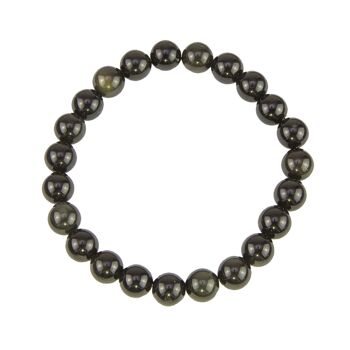 Bracelet Obsidienne noire - Pierres boules 8mm - 20 cm- Fermoir argent 1