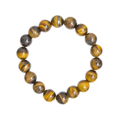 Pulsera ojo de tigre - Piedras bola 10mm - 18 cm - Cierre plata