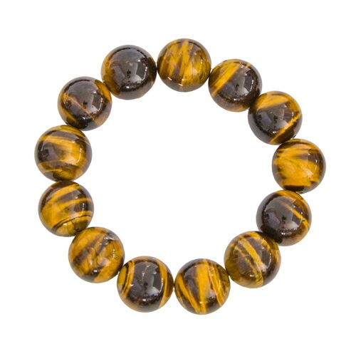 Bracelet Oeil de tigre - Pierres boules 14mm - 18 cm- Sans fermoir