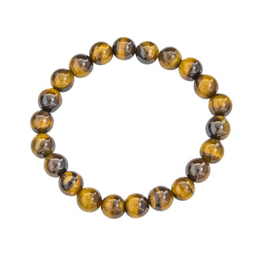 Bracelet Oeil de tigre - Pierres boules 8mm - 18 cm- Fermoir or