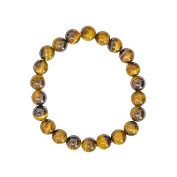 Bracelet Oeil de tigre - Pierres boules 8mm - 18 cm- Fermoir or 2