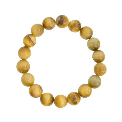 Pulsera ojo de tigre dorado - Piedras bola 10mm - 20 cm - Cierre plata