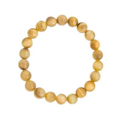 Bracciale occhio di tigre dorato - Pietre a sfera 8mm - 20 cm - Chiusura in oro