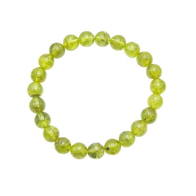 Bracciale Olivina - Pietre a sfera 8mm - 18 cm - Chiusura in argento