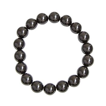 Bracelet Onyx - Pierres boules 10mm - 18 cm- Fermoir argent 1