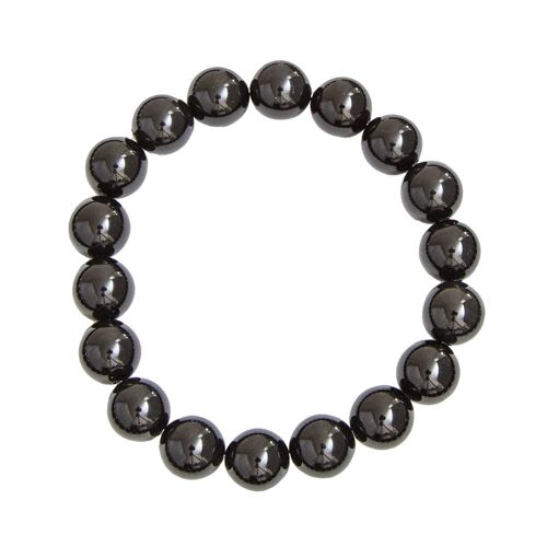 Bracelet Onyx - Pierres boules 10mm - 20 cm- Fermoir or