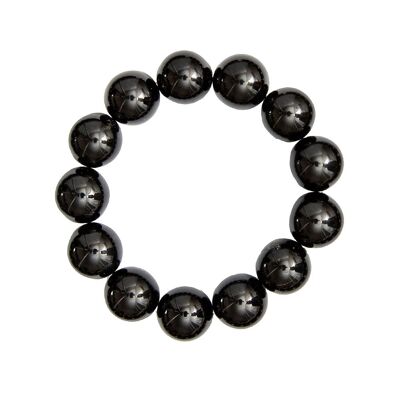 Bracelet Onyx - Pierres boules 14mm - 18 cm- Fermoir argent