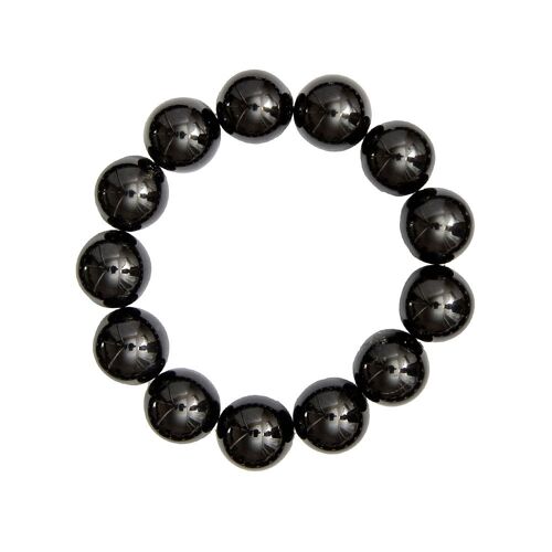 Bracelet Onyx - Pierres boules 14mm - 20 cm- Fermoir argent