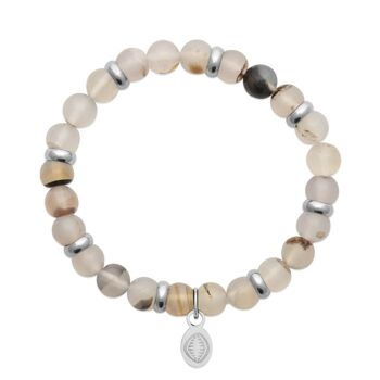 Bracelet Onyx blanc et Anneaux "Pour Lui"