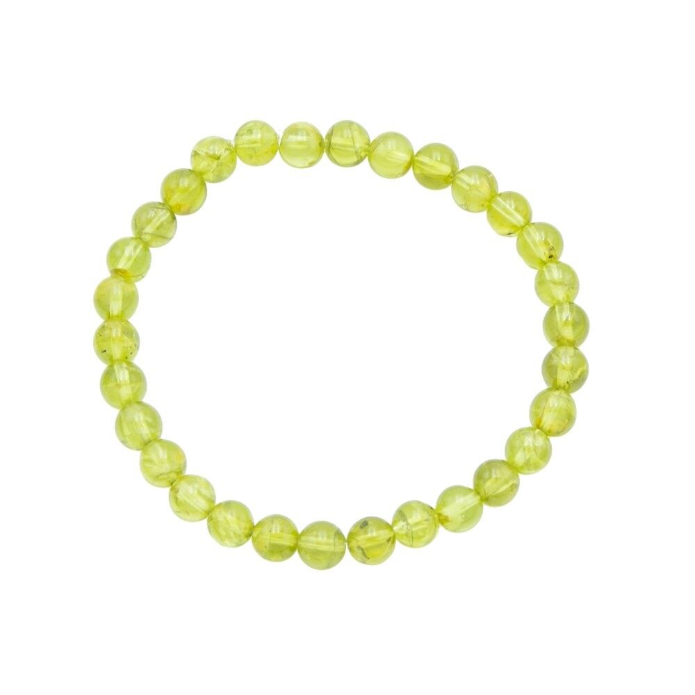 Peridot bracelet - 6mm ball stones - 20 cm - Without clasp