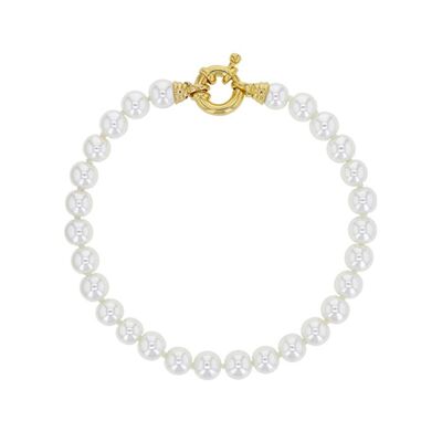 Pulsera perlas mallorquinas blancas - piedras bola 6mm