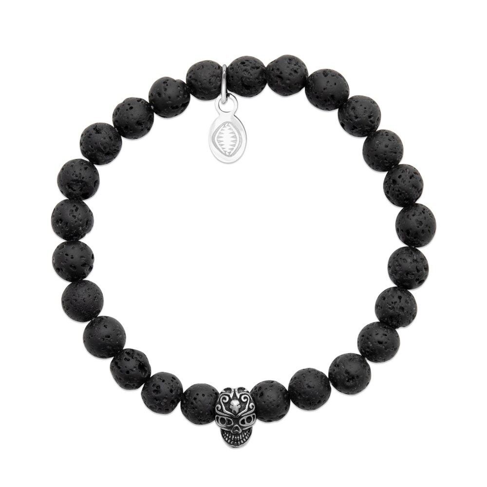 Bracciale Pietra Lavica e Teschio "Per Lui"