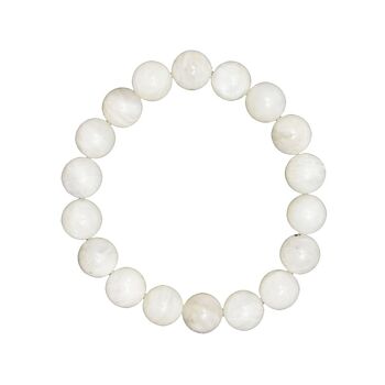 Bracelet Pierre de lune - Pierres boules 10mm - 22 cm- Fermoir or 2