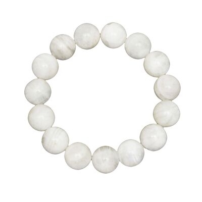 Bracciale Moonstone - Pietre sferiche 12mm - 18 cm - Senza chiusura