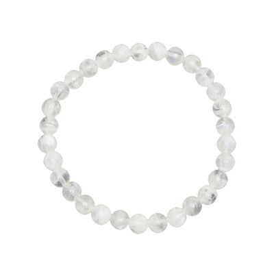 Pulsera piedra luna - Piedras bola 6mm - 18 cm - Cierre plata