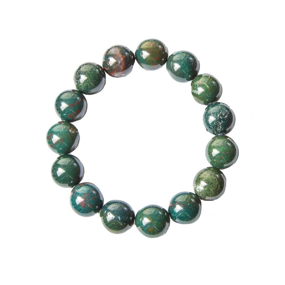Bloodstone bracelet - 12mm ball stones - 20 cm - Silver clasp
