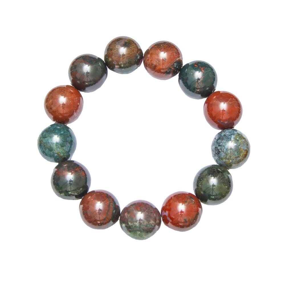 Bracelet Pierre de sang - Pierres boules 14mm - 22 cm- Fermoir or