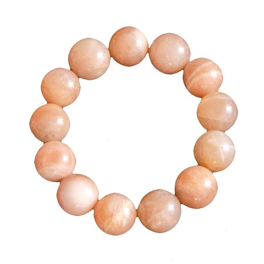 Sunstone bracelet - 14mm ball stones - 18 cm - Silver clasp