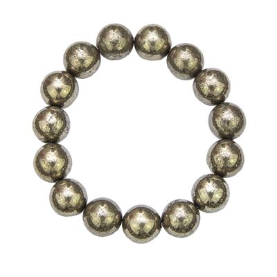 Bracciale in pirite di ferro - Pietre a sfera 12mm - 18 cm - Chiusura in argento