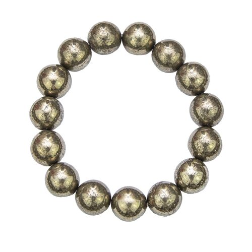 Bracelet Pyrite de fer - Pierres boules 12mm - 18 cm- Fermoir or