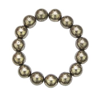 Bracelet Pyrite de fer - Pierres boules 12mm - 18 cm- Sans fermoir 1