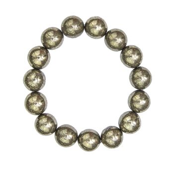 Bracelet Pyrite de fer - Pierres boules 12mm - 18 cm- Sans fermoir 2