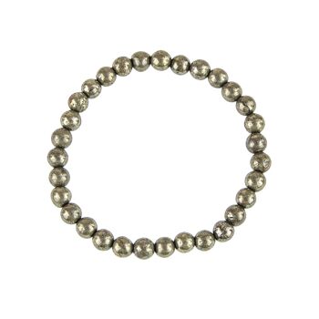 Bracelet Pyrite de fer - Pierres boules 6mm - 18 cm- Fermoir argent 1