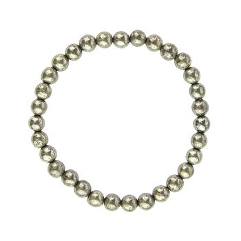 Bracelet Pyrite de fer - Pierres boules 6mm - 18 cm- Fermoir argent 2