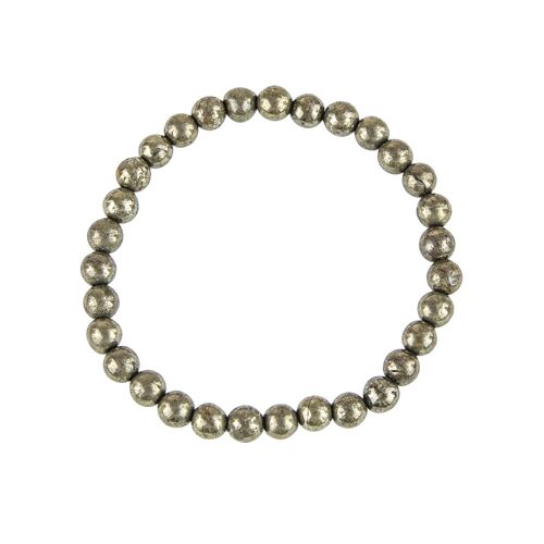 Bracelet Pyrite de fer - Pierres boules 6mm - 20 cm- Fermoir argent