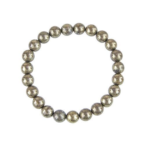 Bracelet Pyrite de fer - Pierres boules 8mm - 18 cm- Fermoir argent