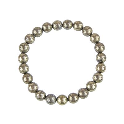 Bracciale in pirite di ferro - Pietre a sfera da 8 mm - 18 cm - Chiusura in argento