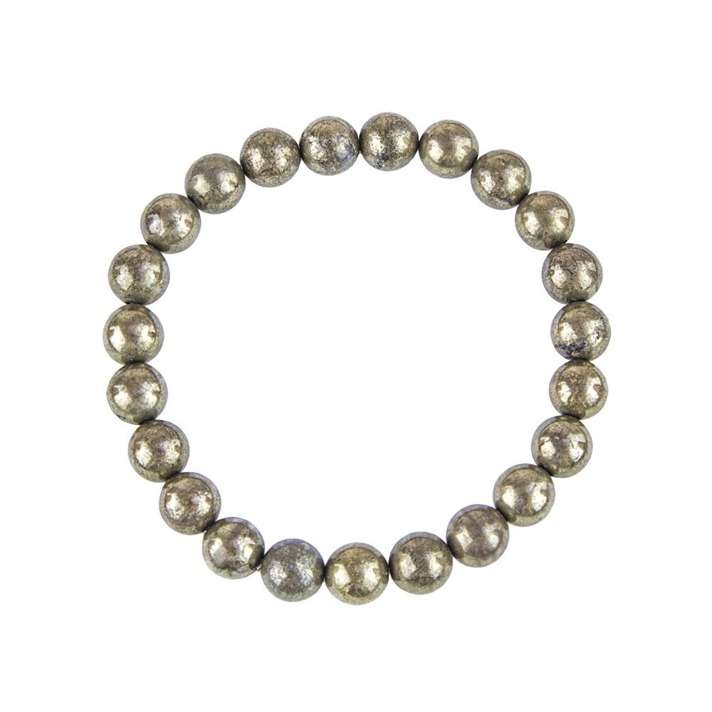 Iron pyrite bracelet - 8mm ball stones - 22 cm - Silver clasp