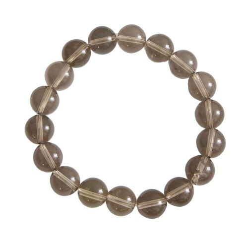 Bracelet Quartz fumé - Pierres boules 10mm - 18 cm- Fermoir argent