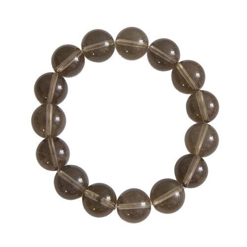 Bracelet Quartz fumé - Pierres boules 12mm - 18 cm- Sans fermoir