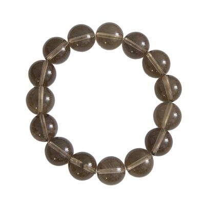 Pulsera de cuarzo ahumado - Piedras bola de 12 mm - 18 cm - Sin cierre