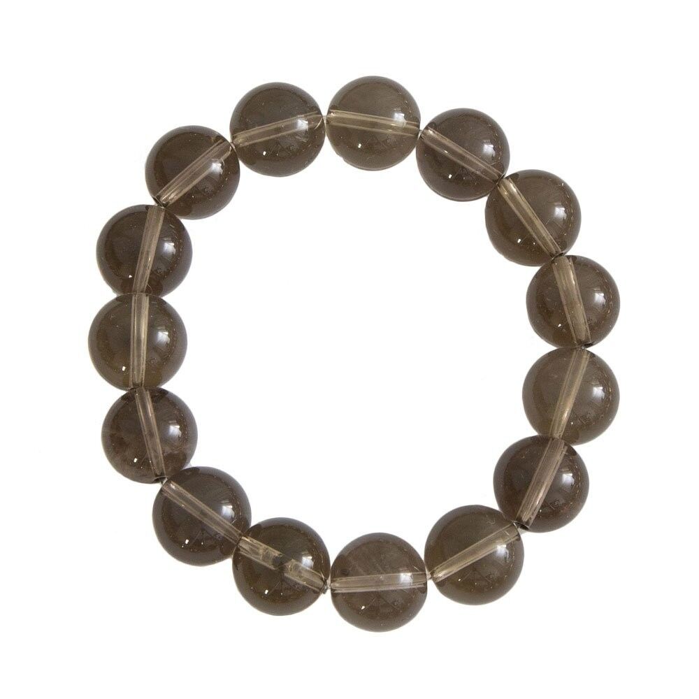 Pulsera cuarzo ahumado - Piedras bola 12mm - 20 cm - Sin cierre