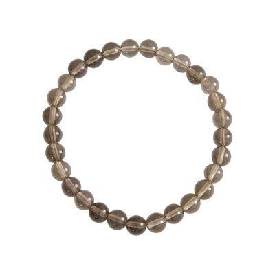 Pulsera de cuarzo ahumado - Piedras bola de 6 mm - 18 cm - Cierre de oro