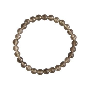 Bracelet Quartz fumé - Pierres boules 6mm - 18 cm- Fermoir argent 2