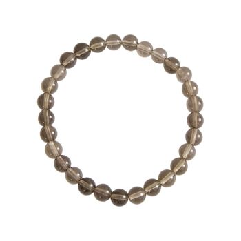 Bracelet Quartz fumé - Pierres boules 6mm - 18 cm- Sans fermoir 1