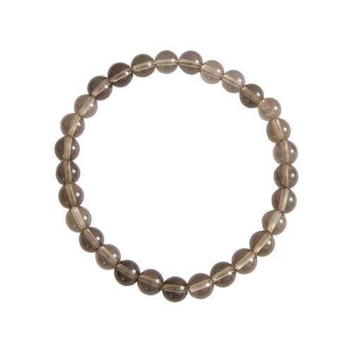 Bracelet Quartz fumé - Pierres boules 6mm - 20 cm- Fermoir or