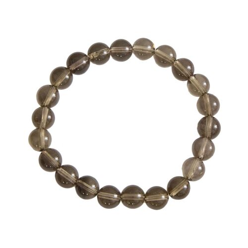 Bracelet Quartz fumé - Pierres boules 8mm - 18 cm- Fermoir argent