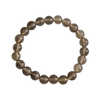 Bracelet Quartz fumé - Pierres boules 8mm - 18 cm- Fermoir argent 1