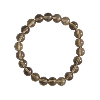 Bracelet Quartz fumé - Pierres boules 8mm - 18 cm- Fermoir argent 2